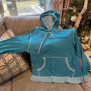 Cute teal and white womens hoodie size XL